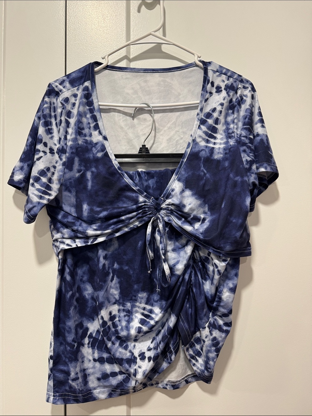 Navy Blue Tie-Dye Ruched 2 Piece